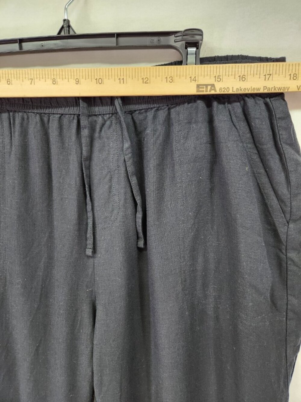 Splendid Pants Womens XL Black Linen Blend Wide Leg Drawstring Elastic Waist - Picture 3 of 14